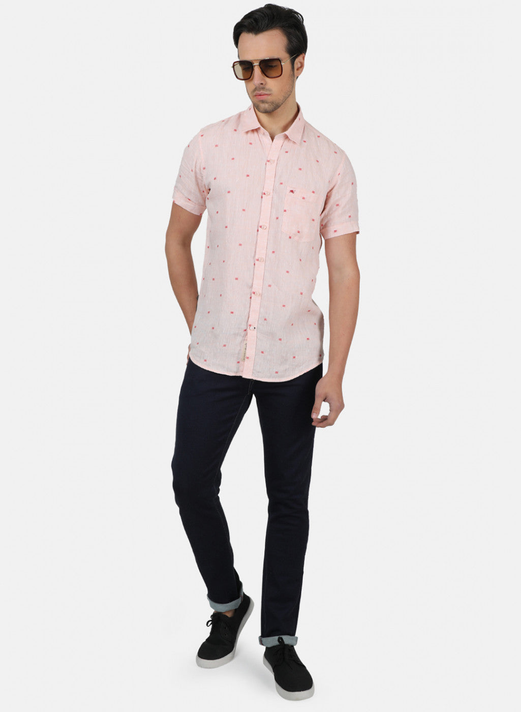 Men Peach Printed Shirts