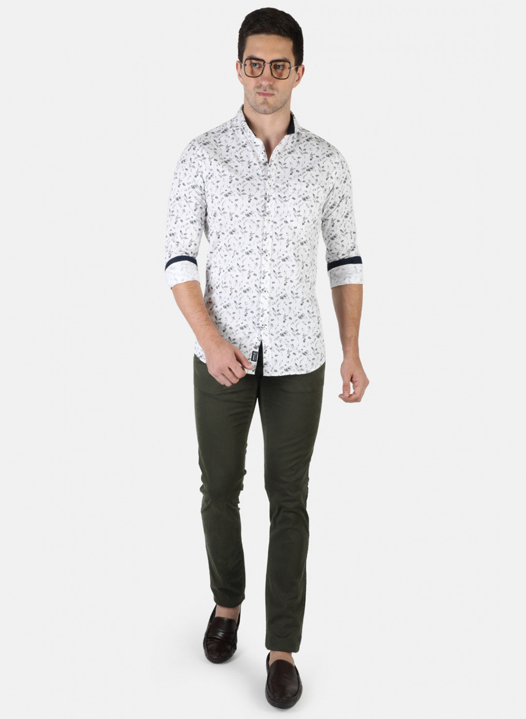 Men White Printed Shirt