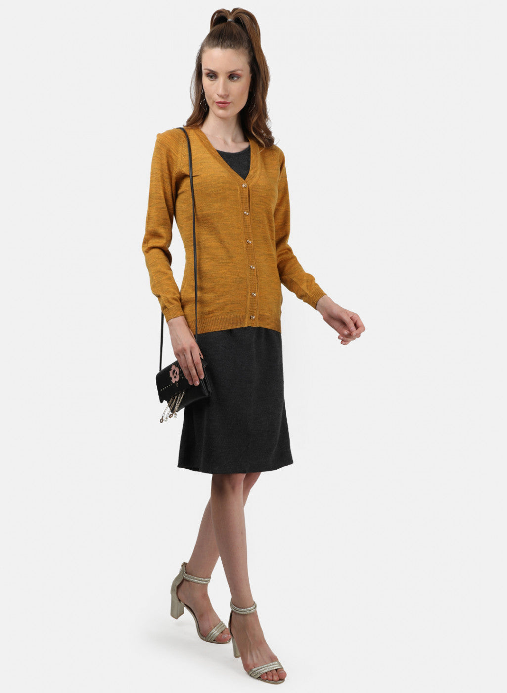 Women Yellow Solid Cardigan