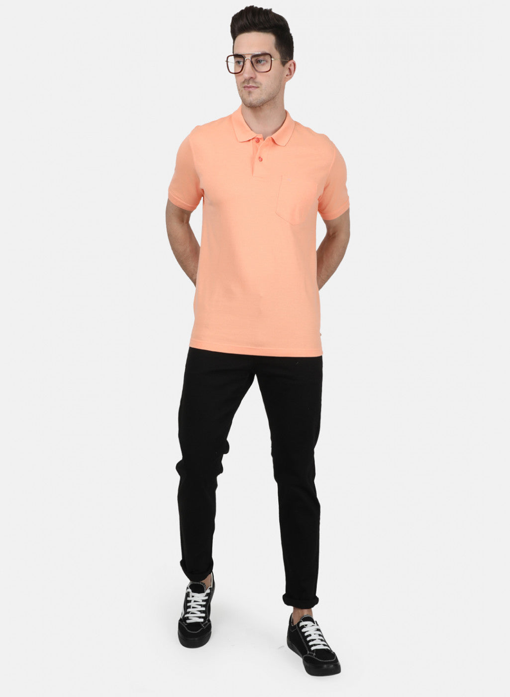 Mens Orange Plain T-Shirt