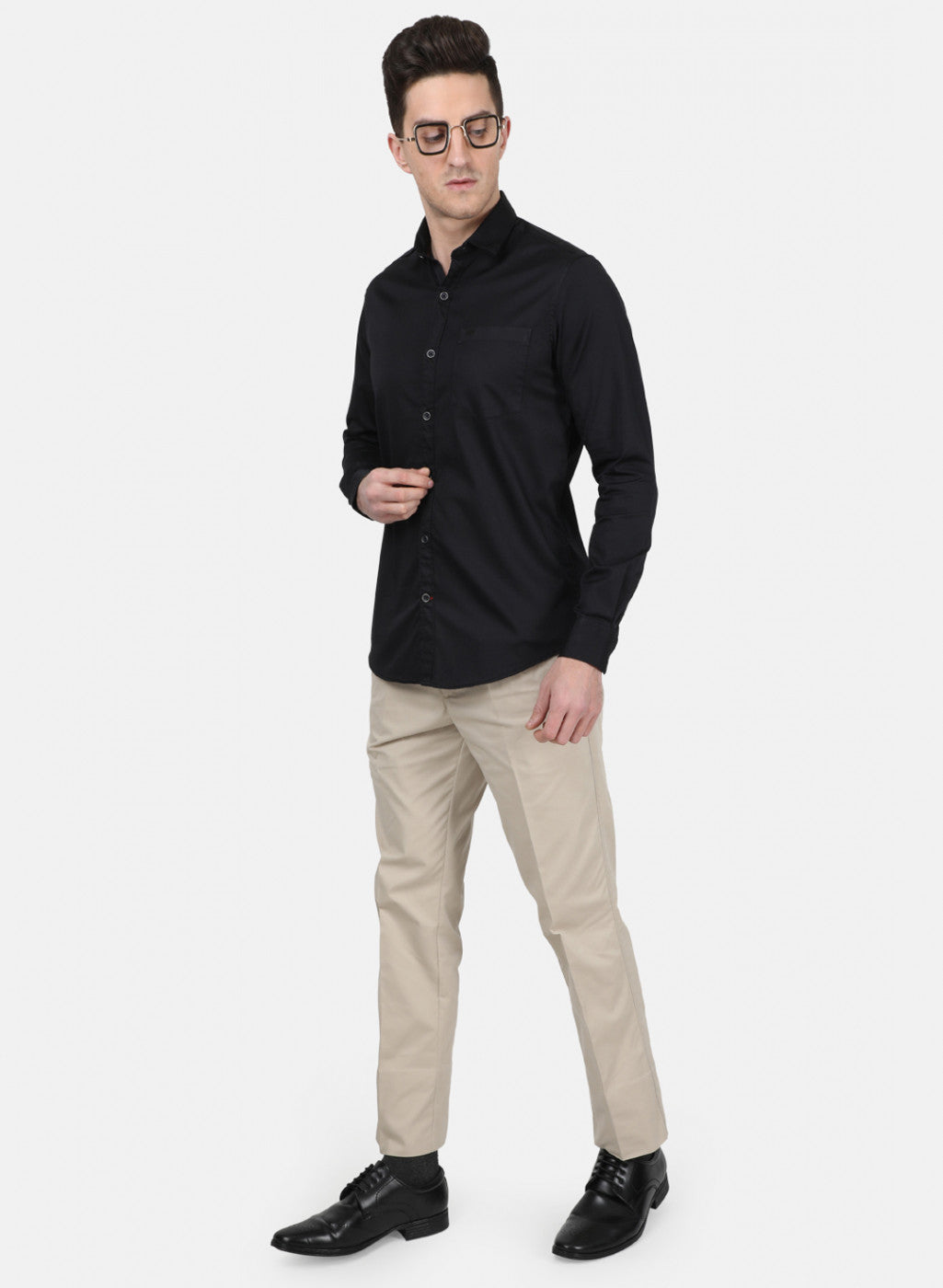 Mens Black Solid Shirt