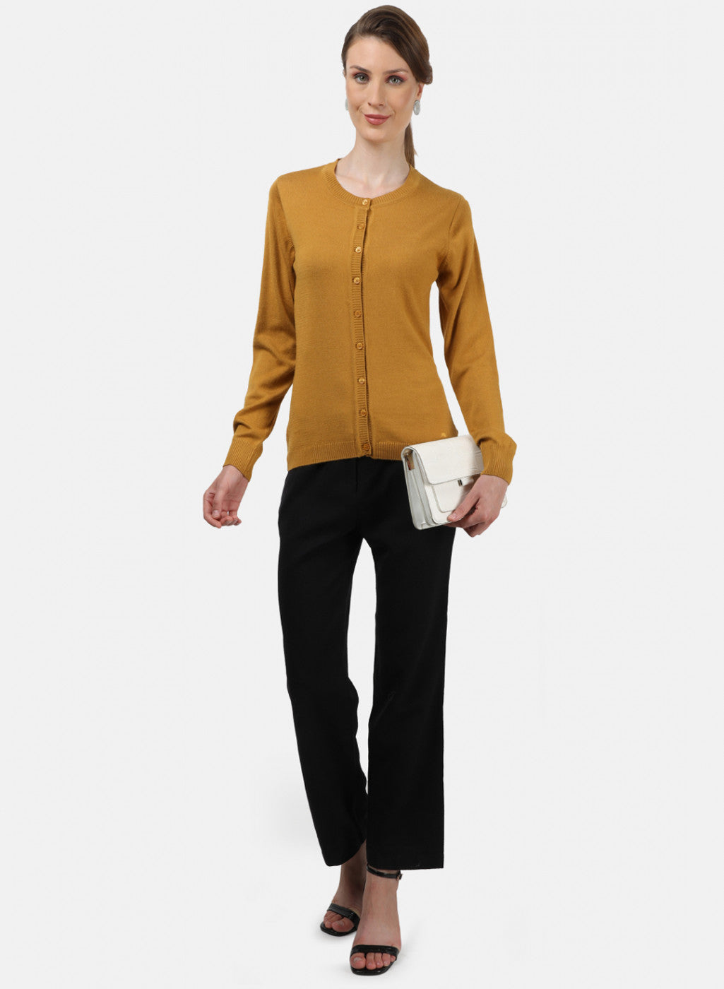 Women Yellow Solid Cardigan