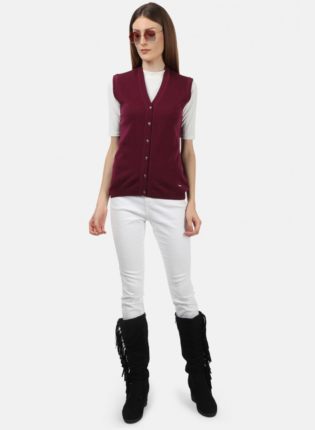 Women Purple Solid Cardigan