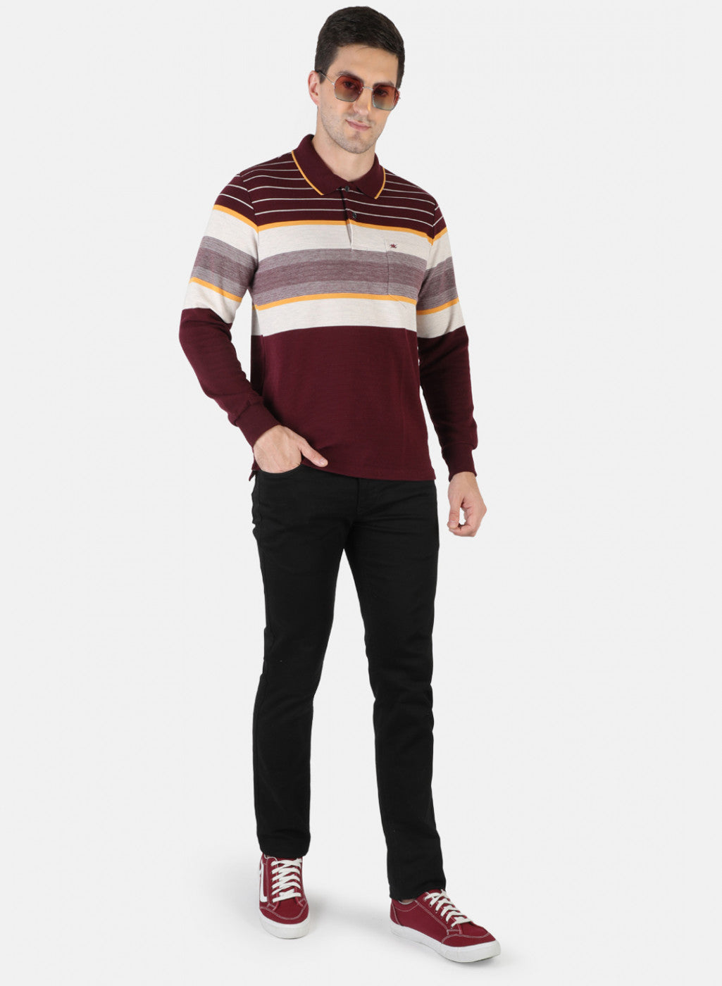 Men Maroon Stripe T-Shirt