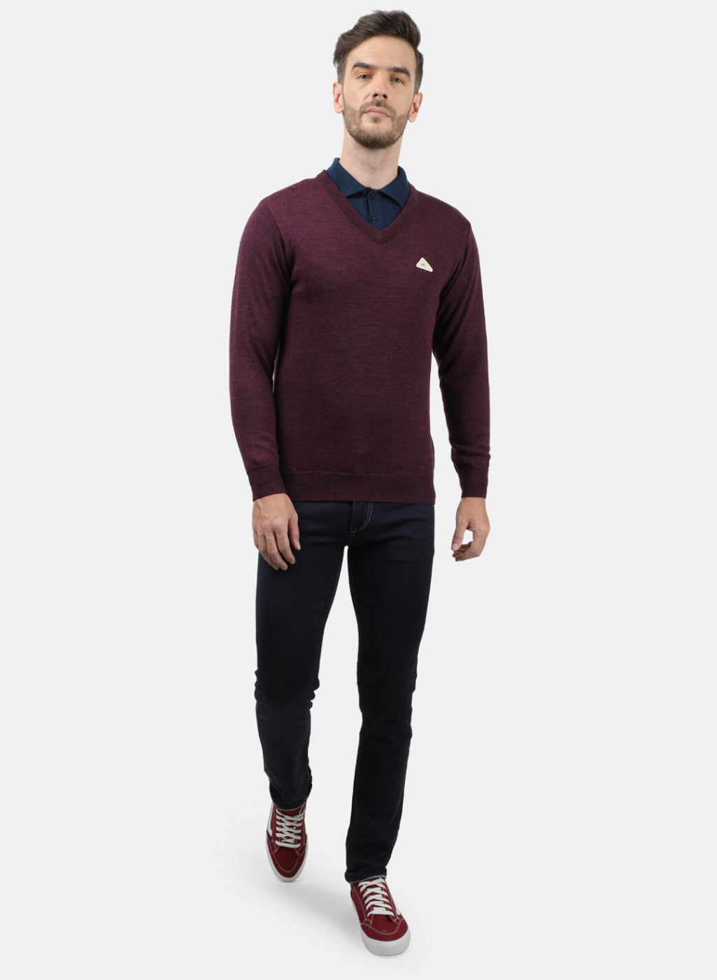 Men Purple Solid Pullover