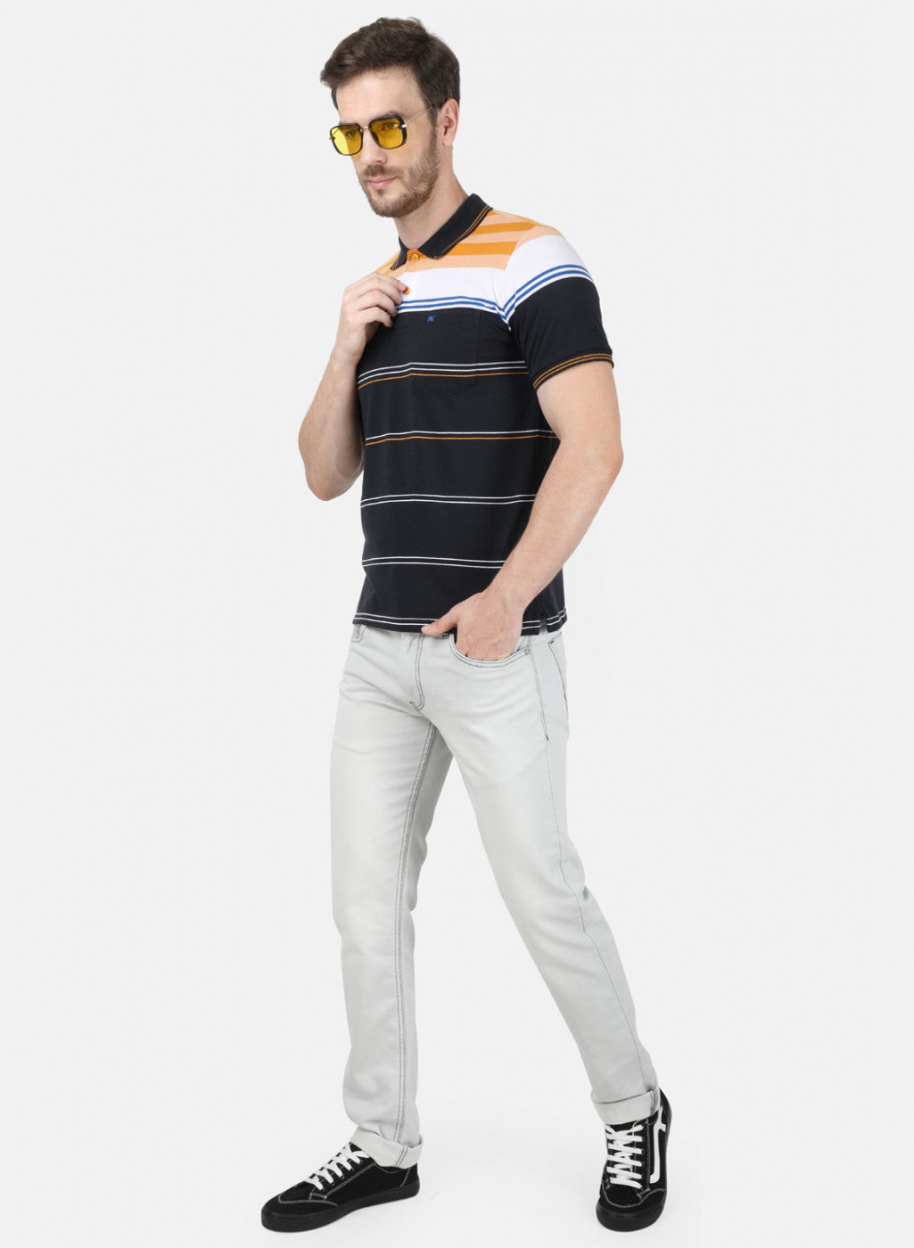 Mens Multi Color Stripe T-Shirt