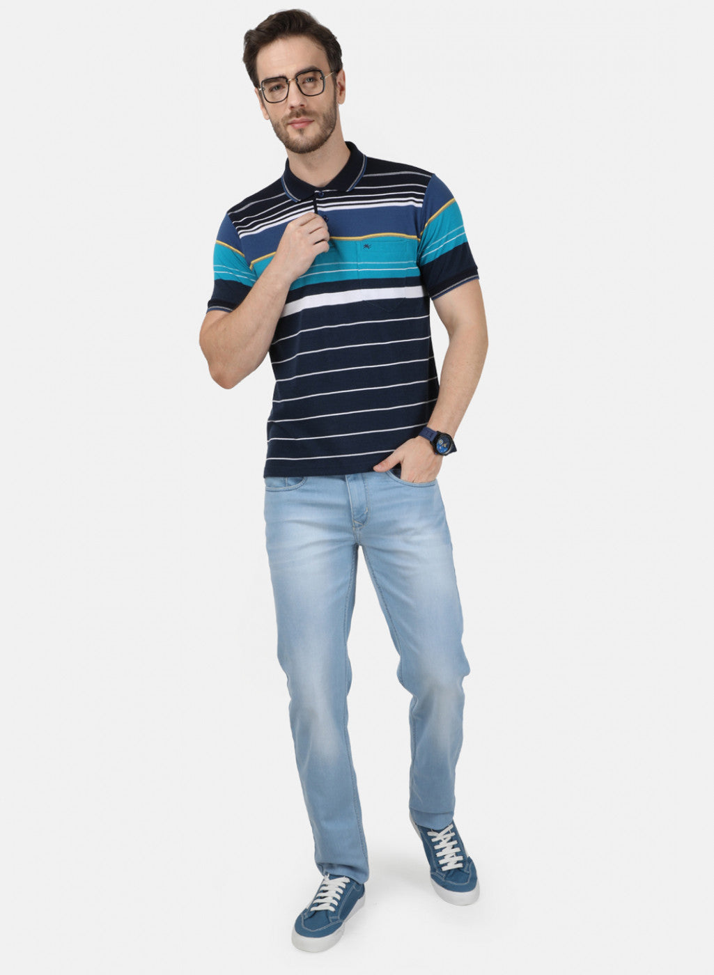 Mens Multicolor Stripe T-Shirt