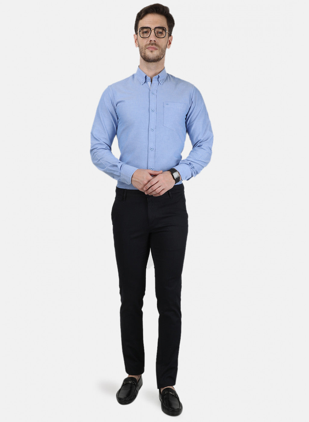 Mens Blue Solid Shirts