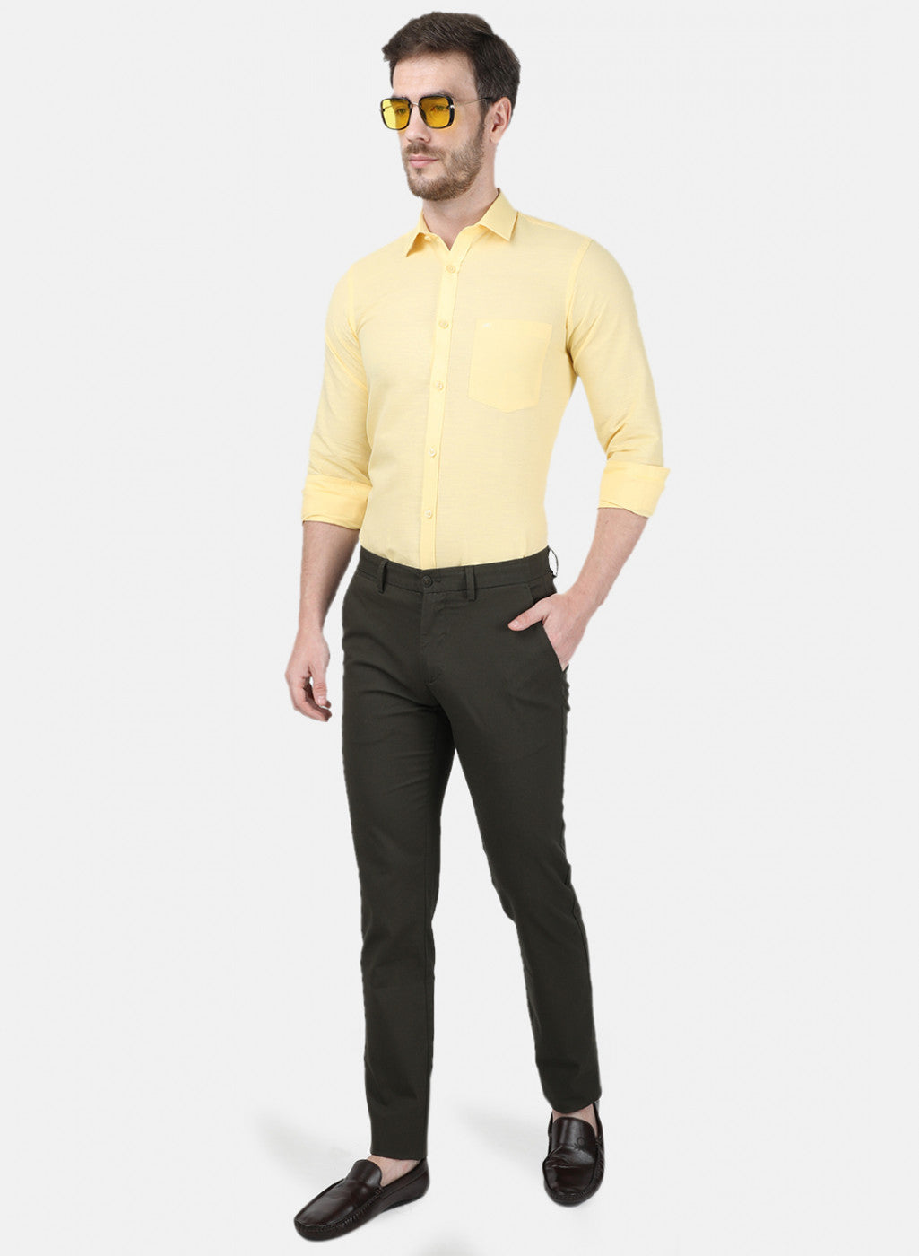 Mens Yellow Solid Shirt