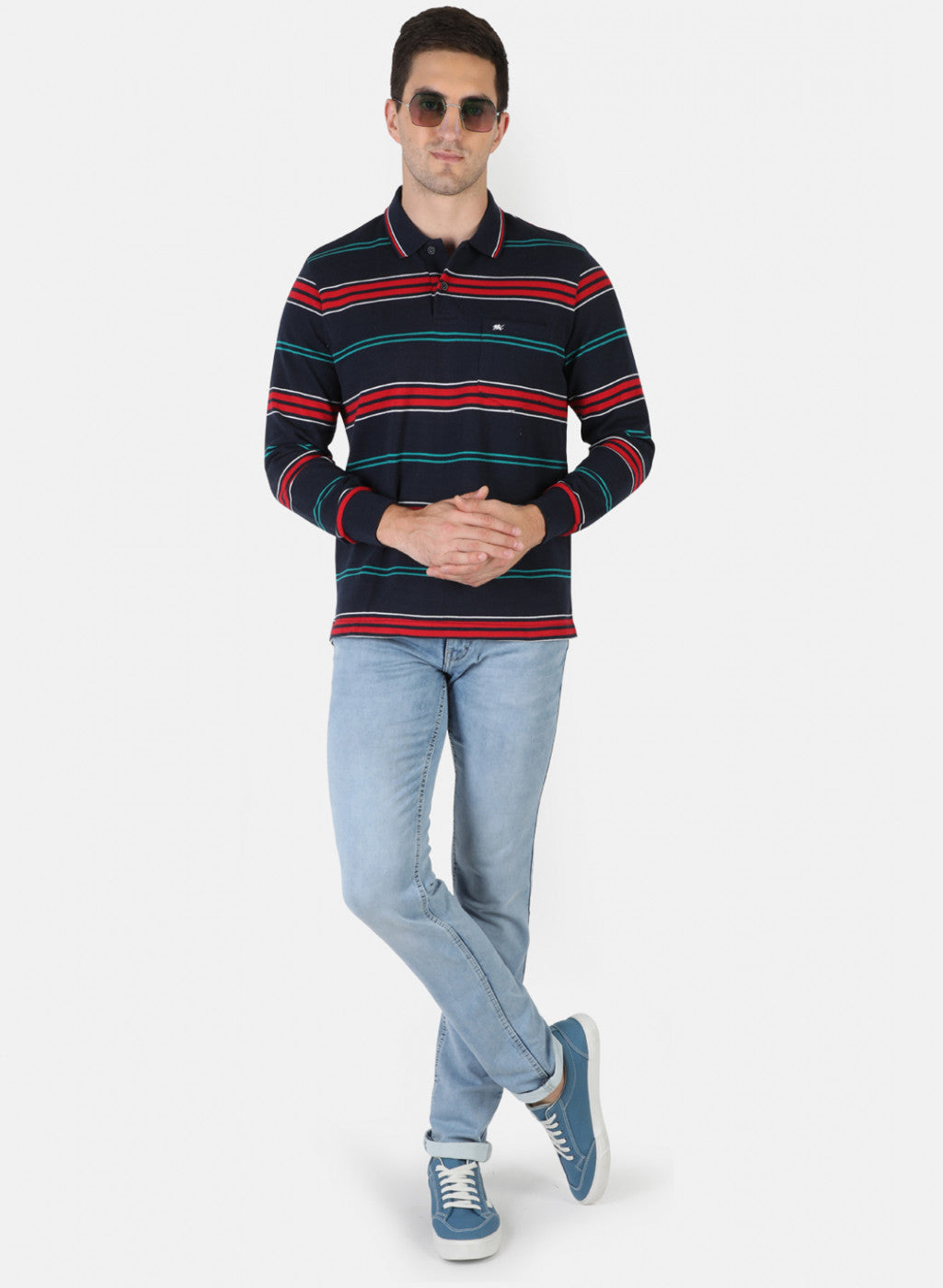 Men NAvy Blue Stripe T-Shirt