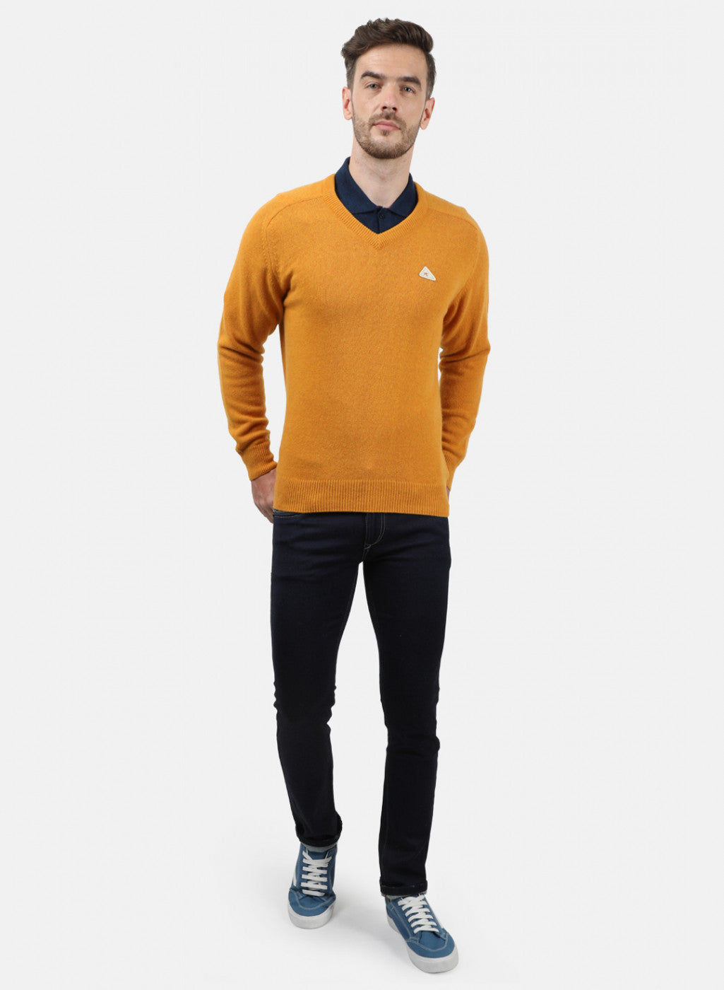 Men Yellow Solid Pullover