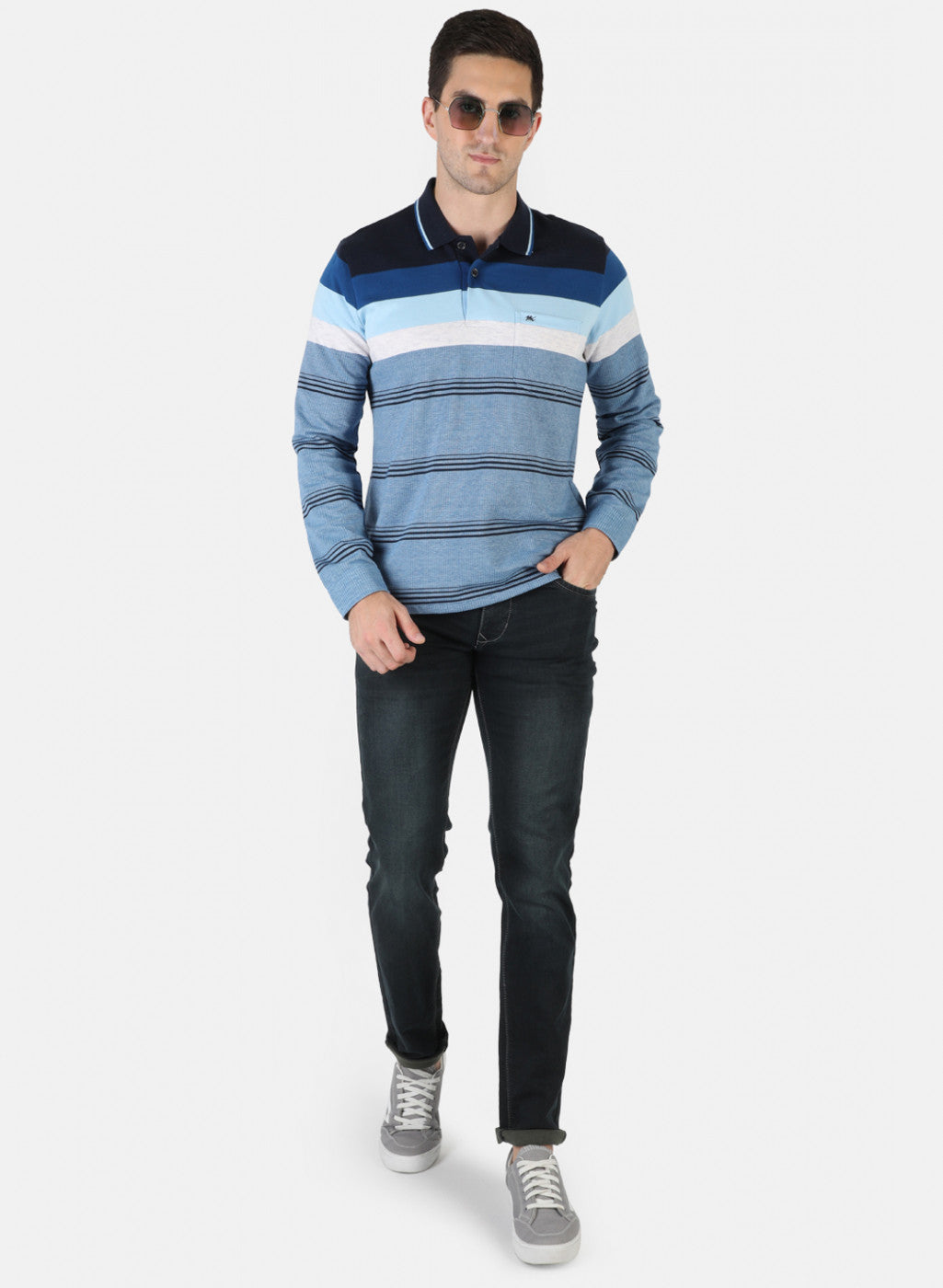 Men Blue Stripe T-Shirt