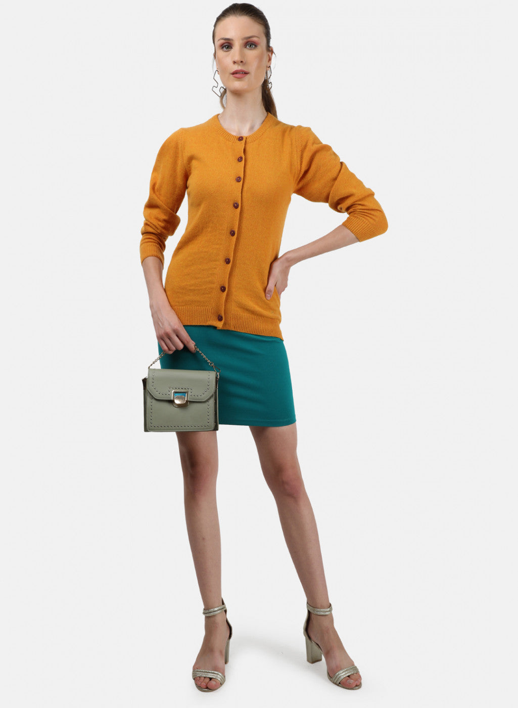 Women Yellow Solid Cardigan