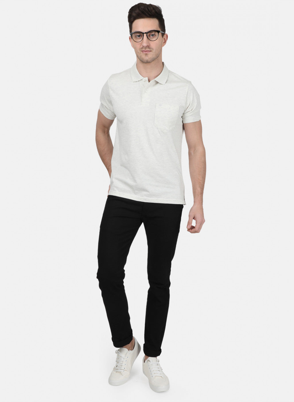 Mens Cream Plain T-Shirt