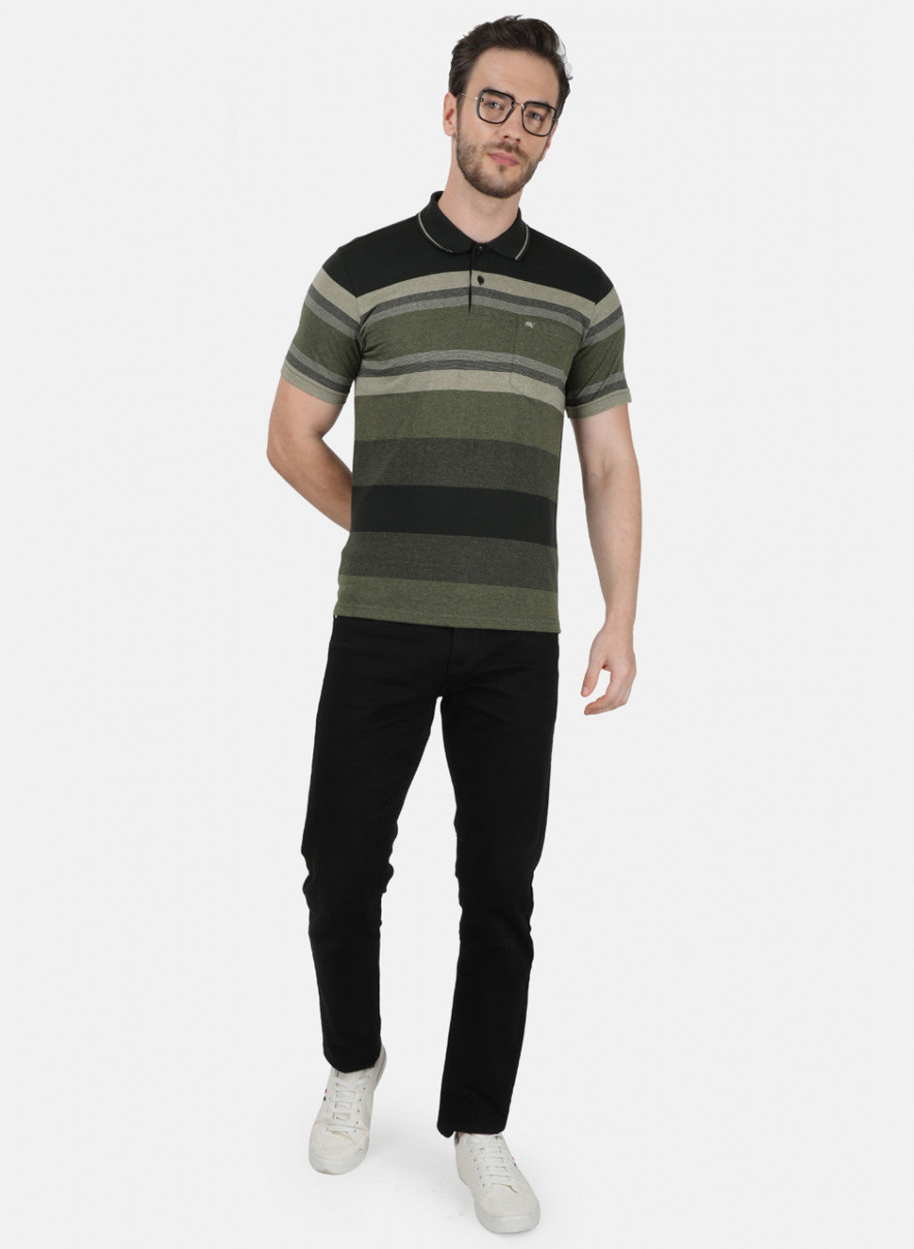 Mens Olive Stripe T-Shirt