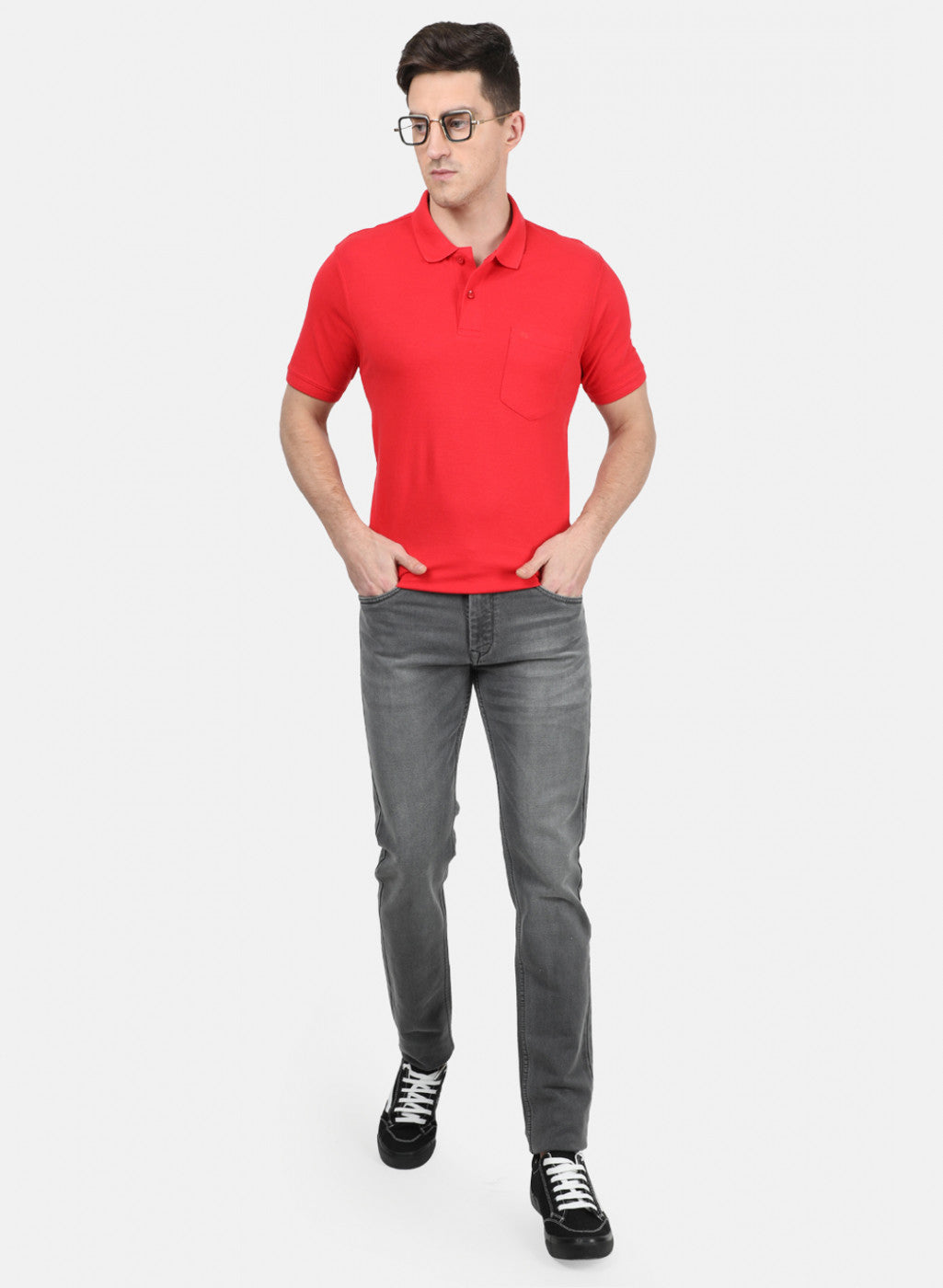 Mens Red Plain T-Shirt