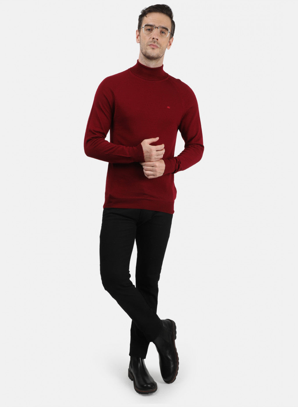 Men Maroon Solid Pullover