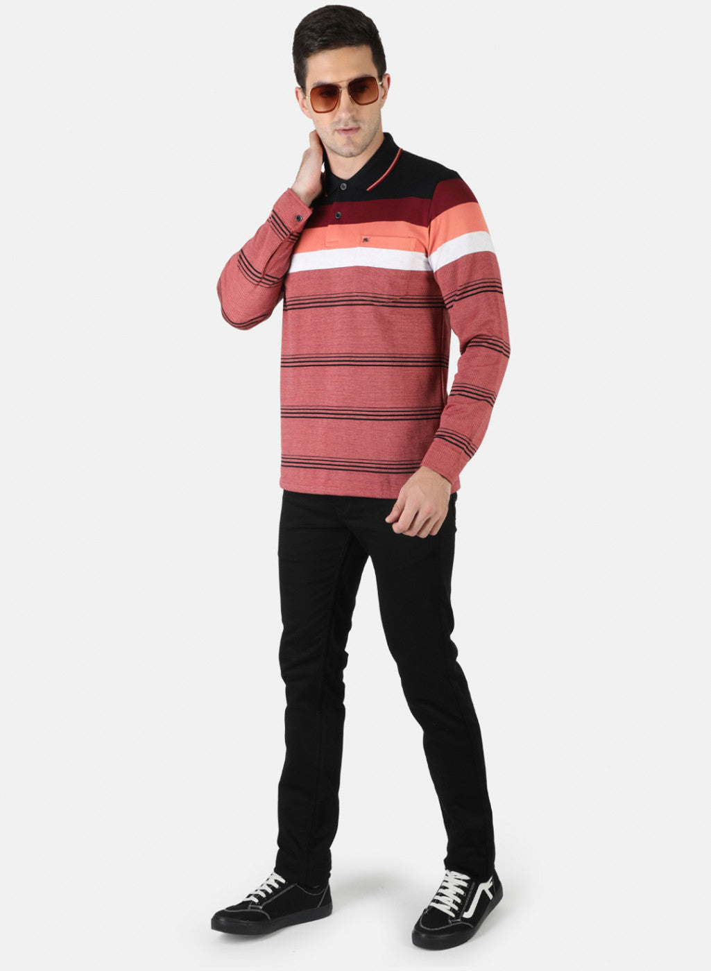 Men Maroon Stripe T-Shirt