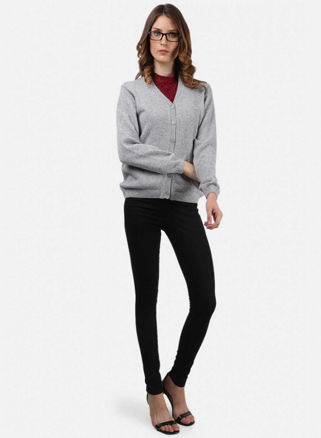 Women Grey Solid Cardigan