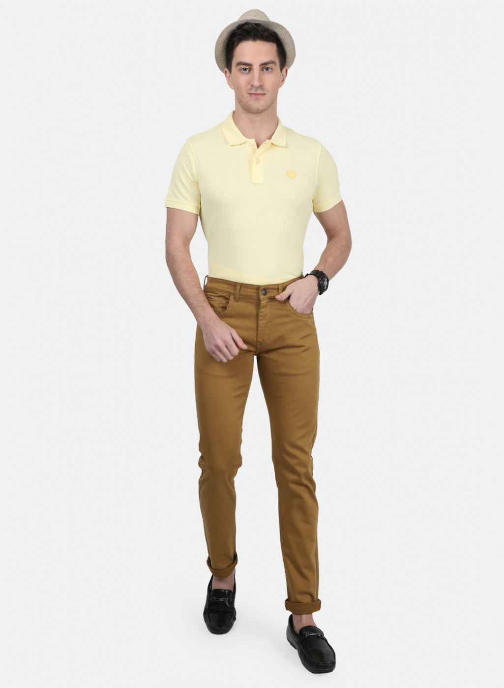 Mens Khaki Skinny Denim