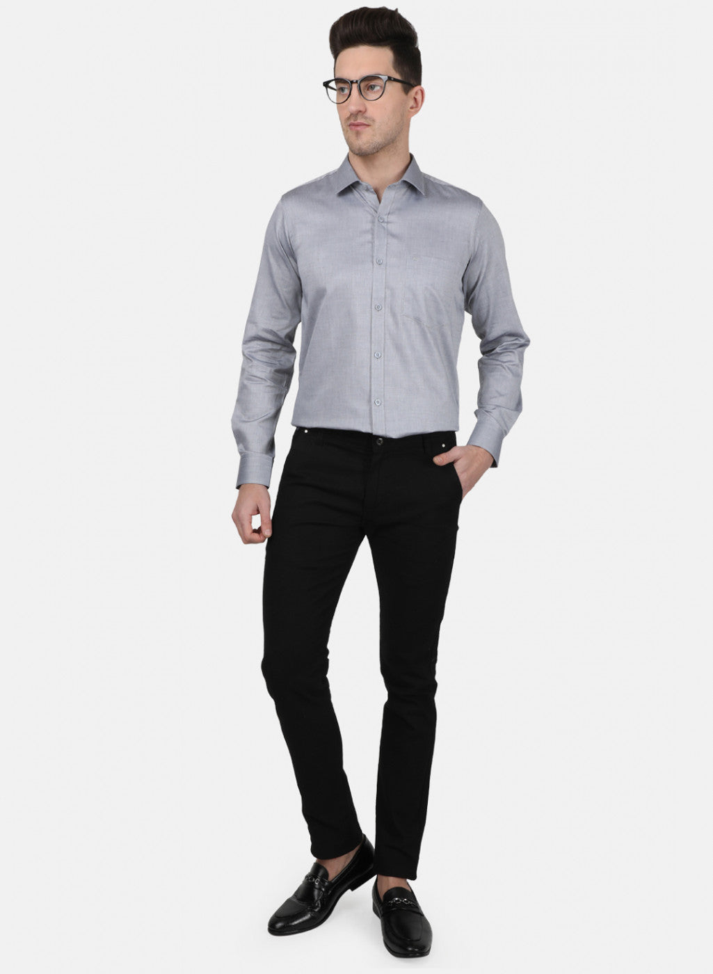 Mens Grey Printed Shirt