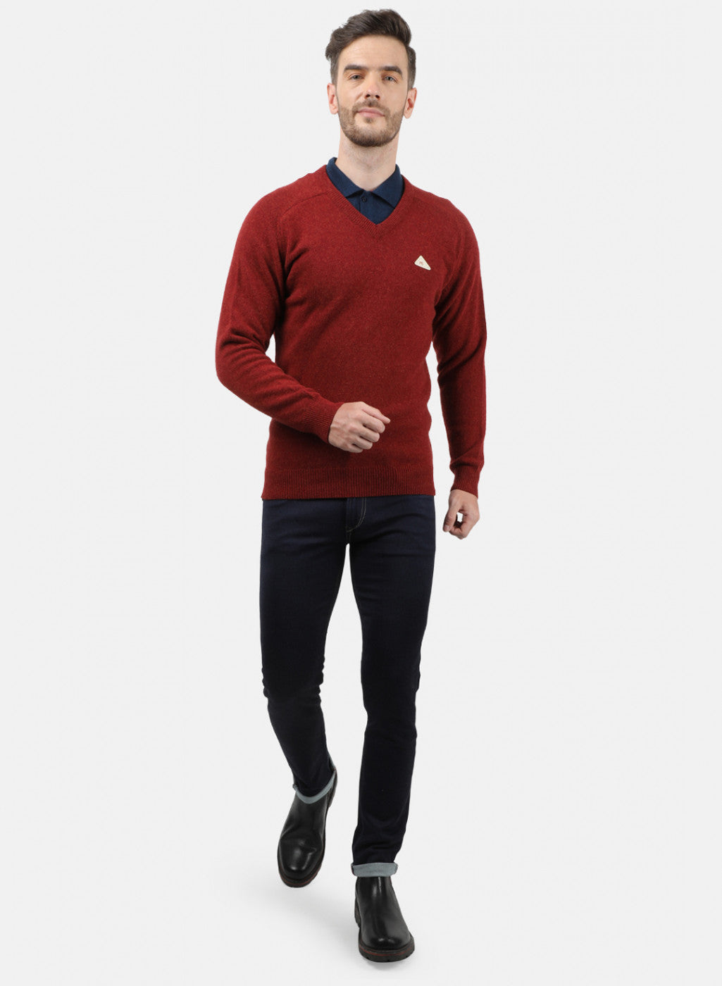 Men Maroon Solid Pullover