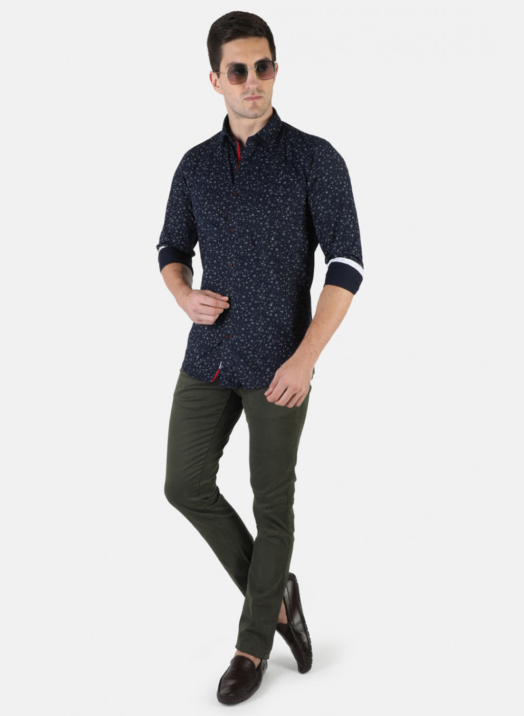 Men NAvy Blue Printed Shirt