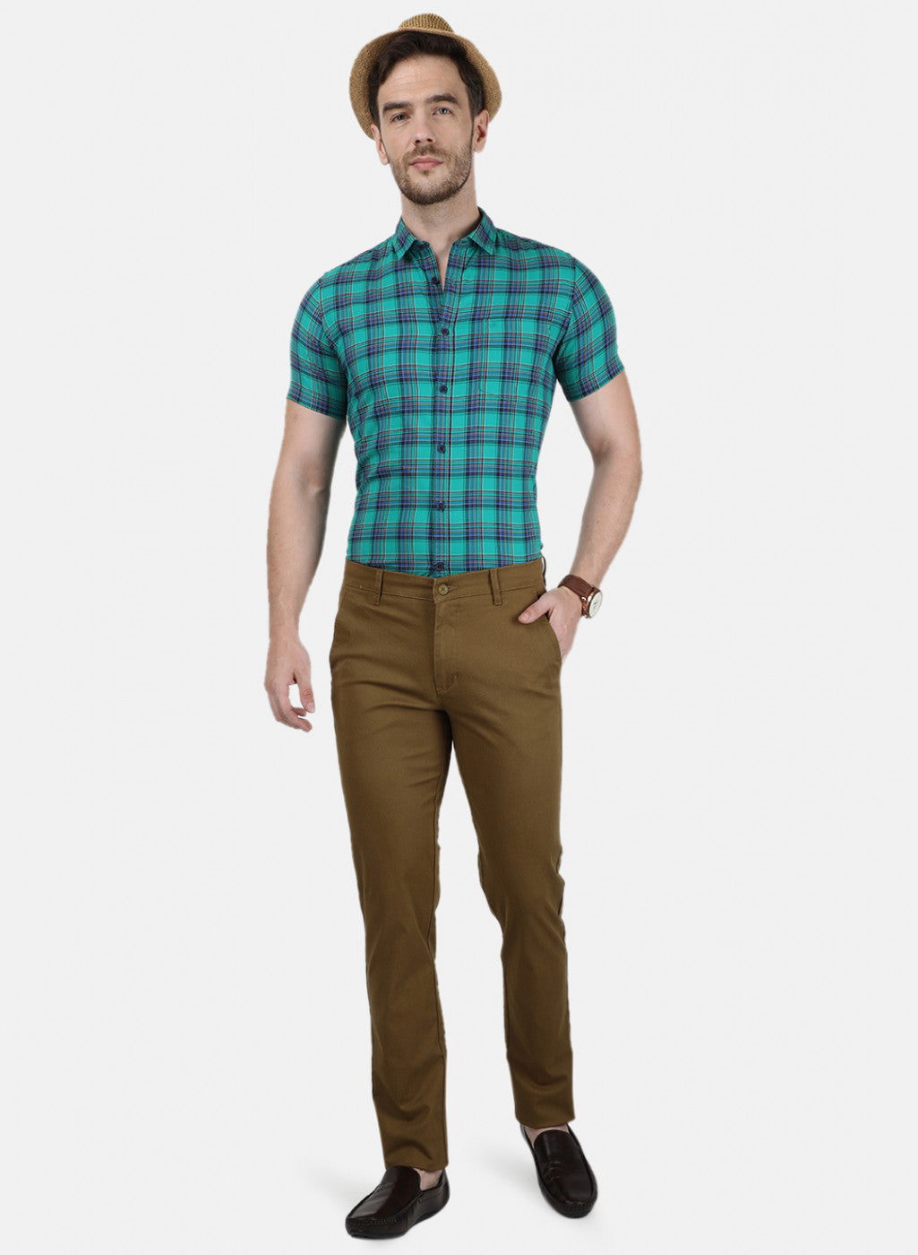 Mens Olive Printed Trousers