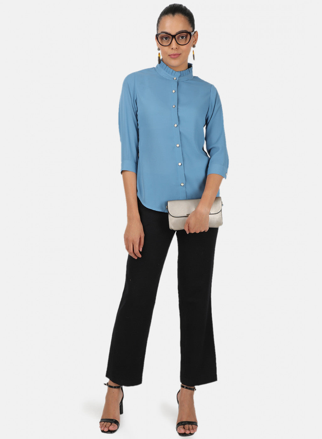 Womens Blue Plain Top