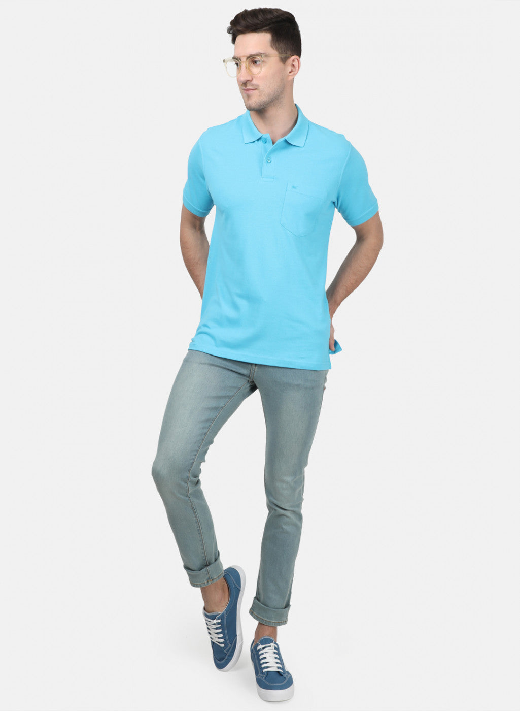 Mens Blue Plain T-Shirts