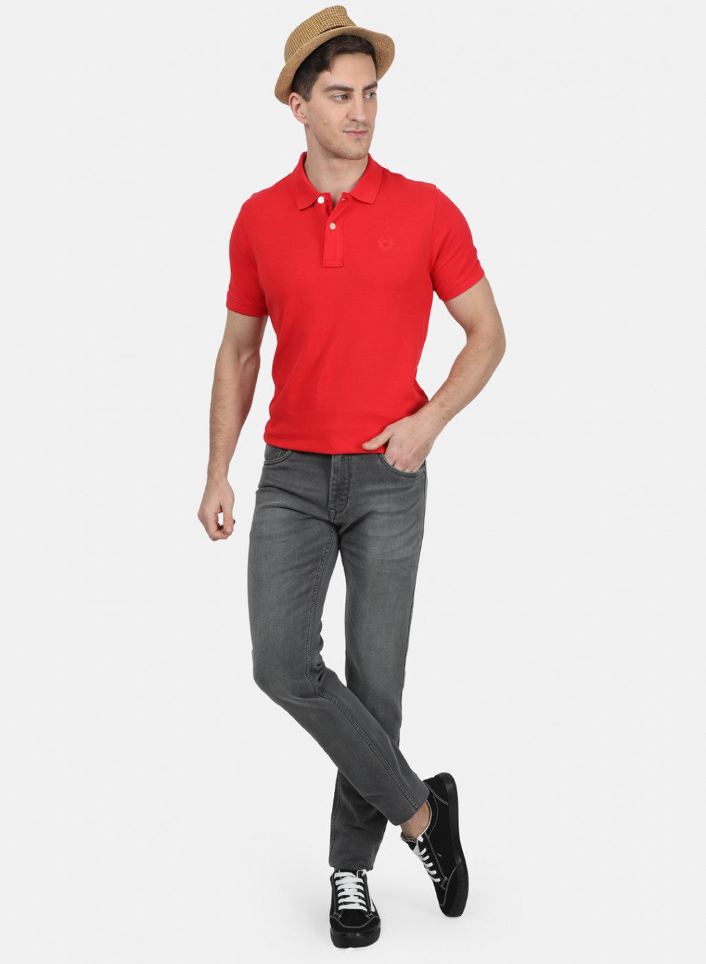 Mens Red Plain T-Shirt