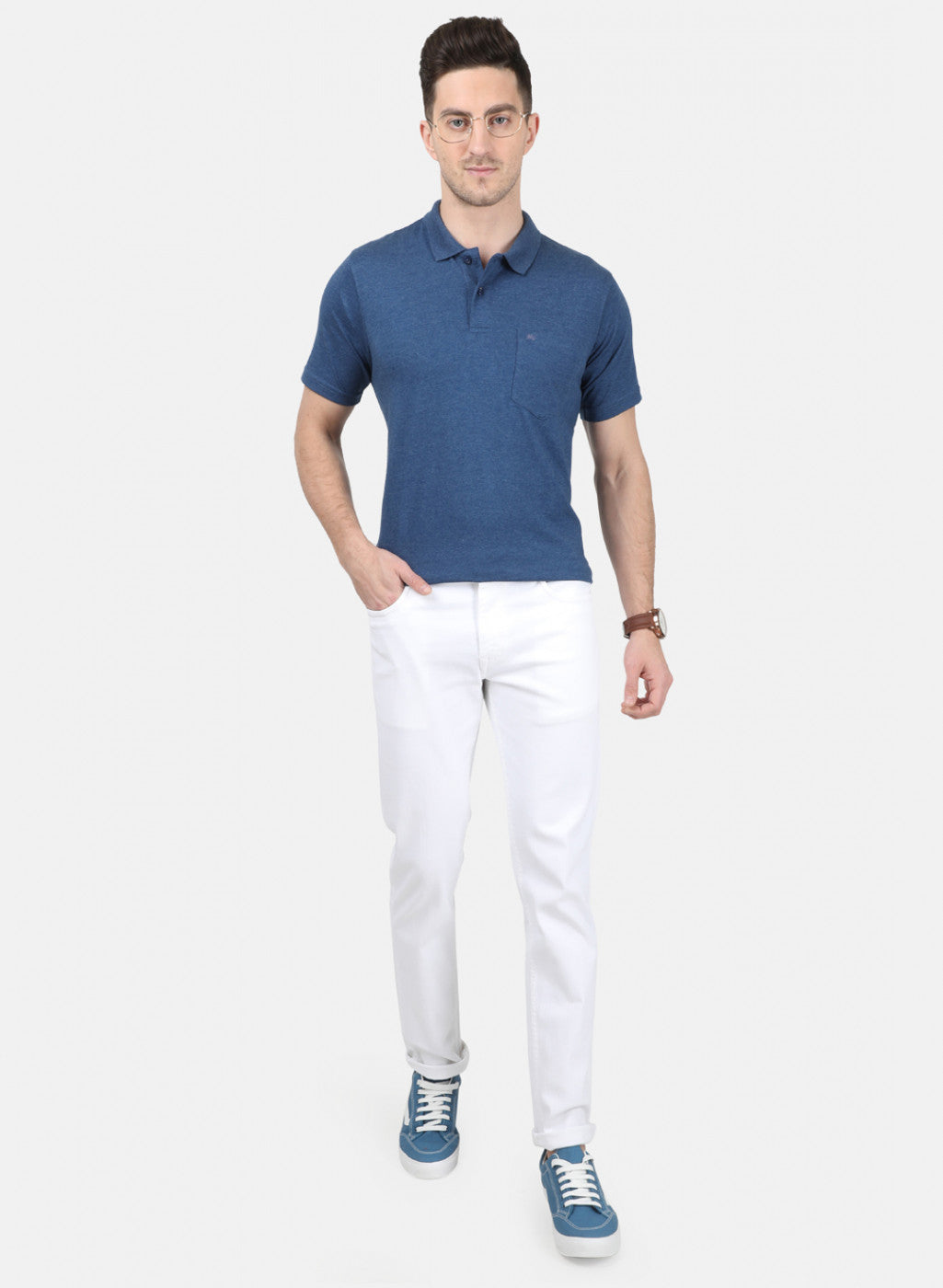 Mens Blue Plain T-Shirt