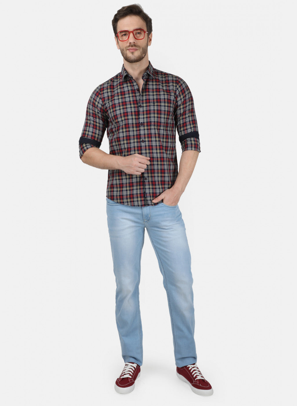 Mens NAvy Blue Check Shirt