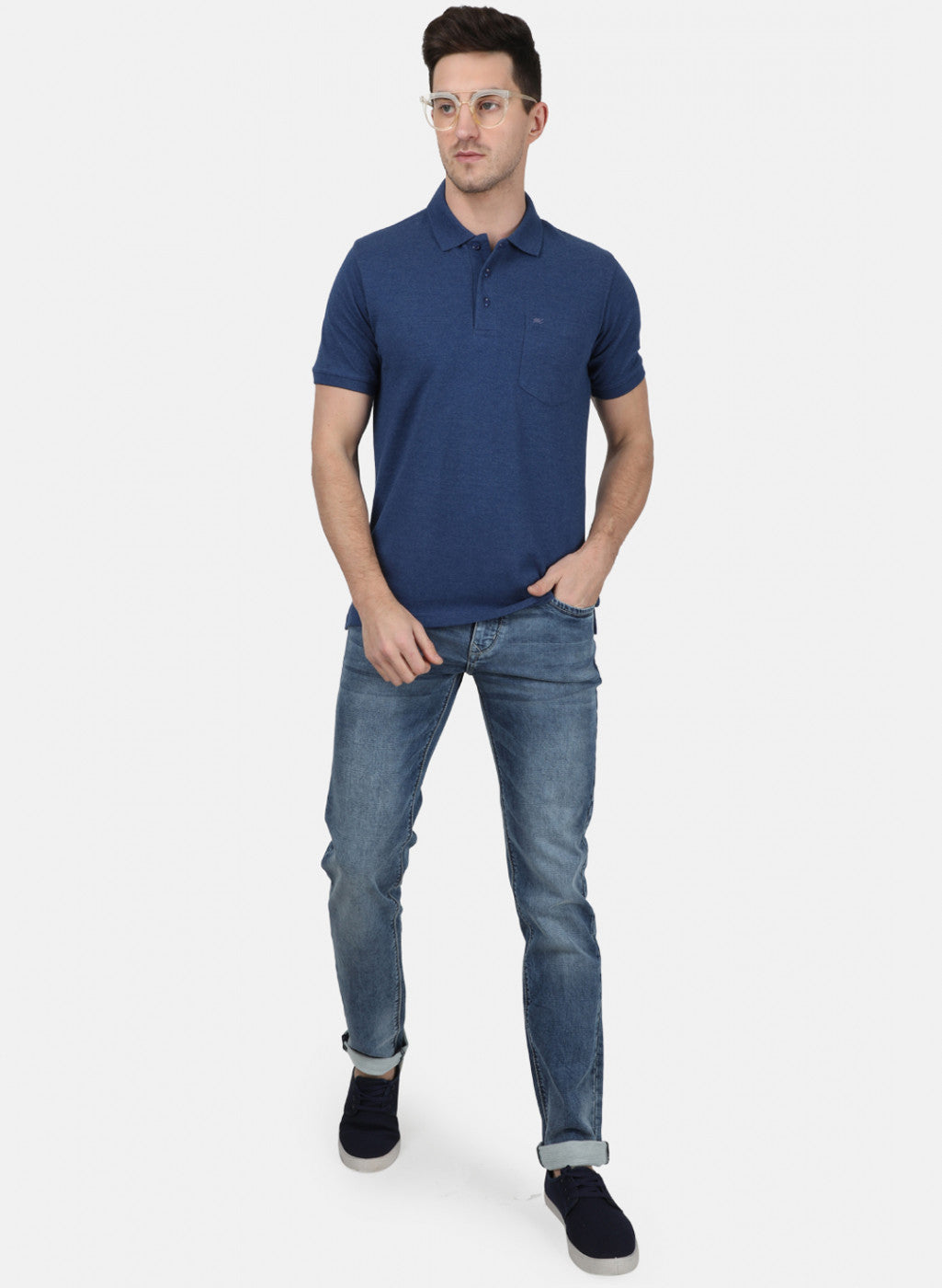 Mens Blue Plain T-Shirt