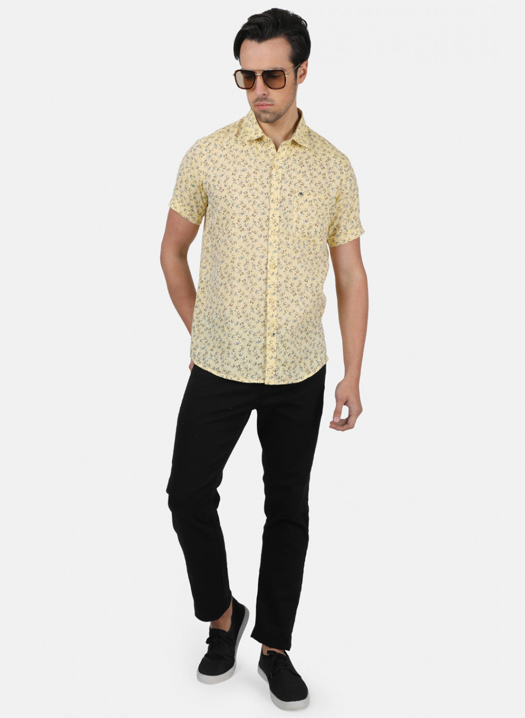 Men Mustard Printed Shirts