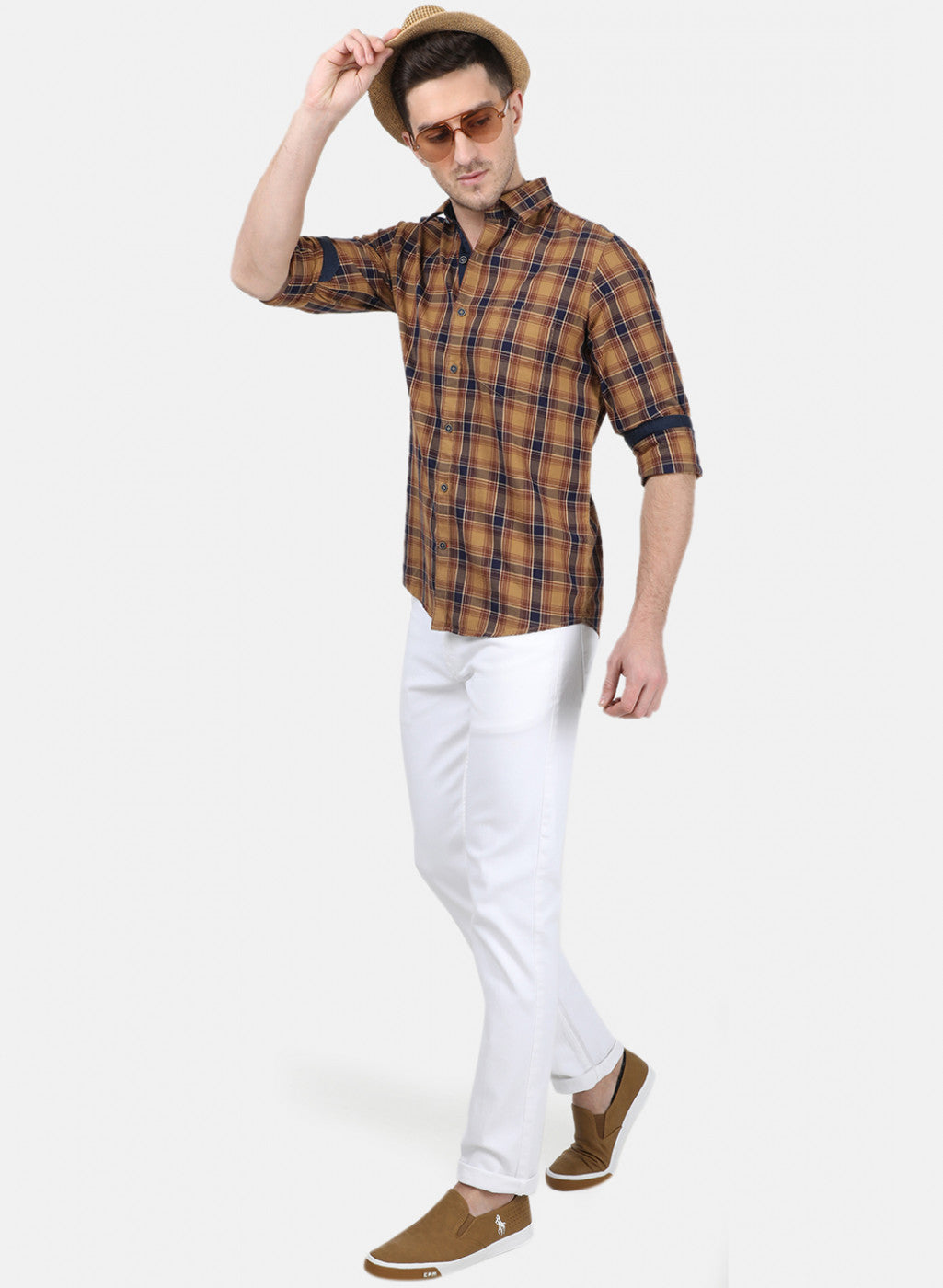 Mens Brown Check Shirt