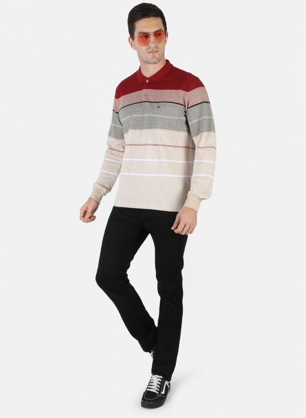 Men Maroon Stripe T-Shirt