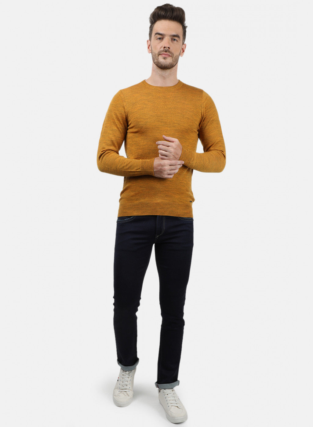 Men Yellow Solid Pullover