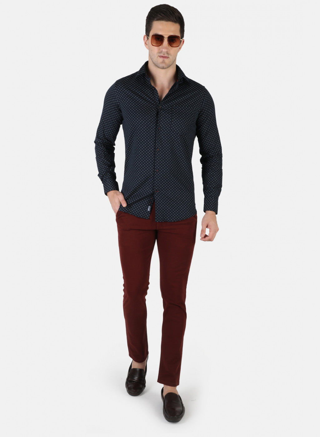 Men NAvy Blue Printed Shirt