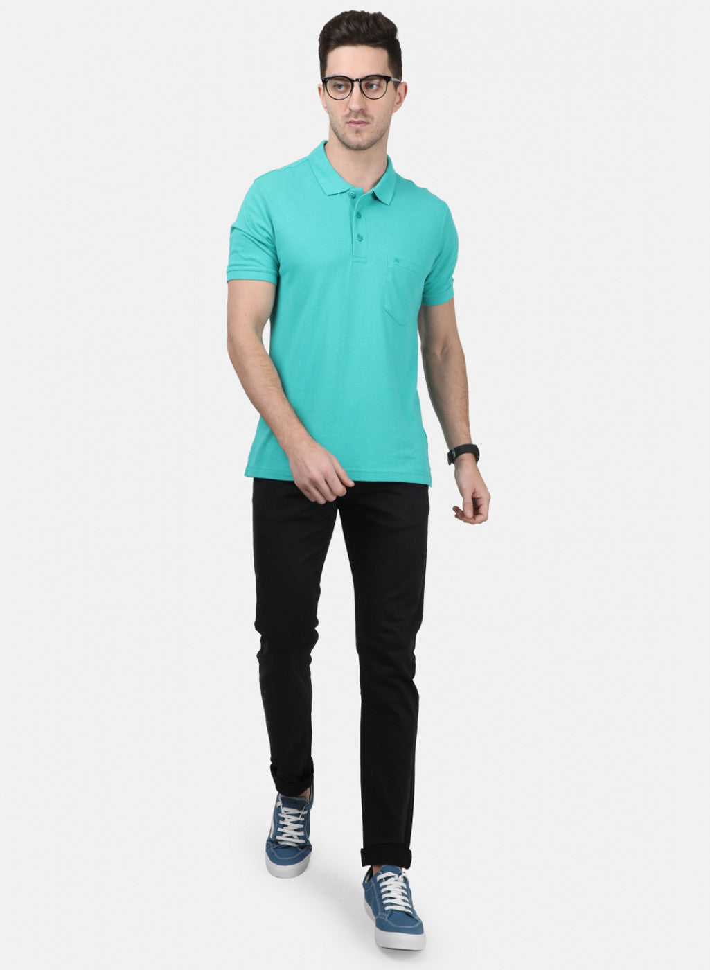 Mens Sea Green Plain T-Shirts