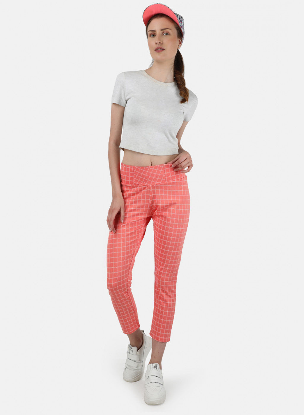 Womens Peach & White Jaquard Jegging