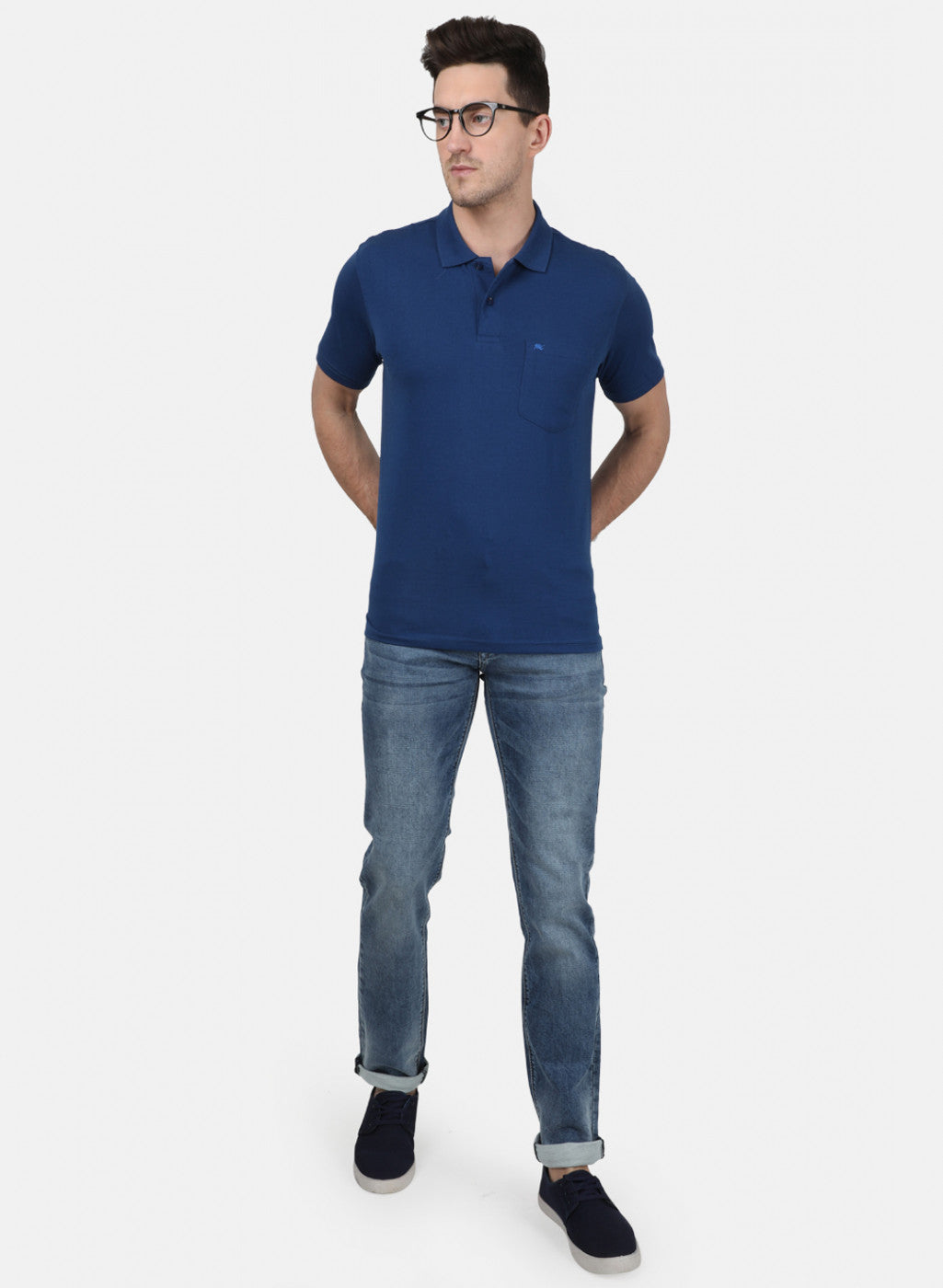 Mens Blue Plain T-Shirt