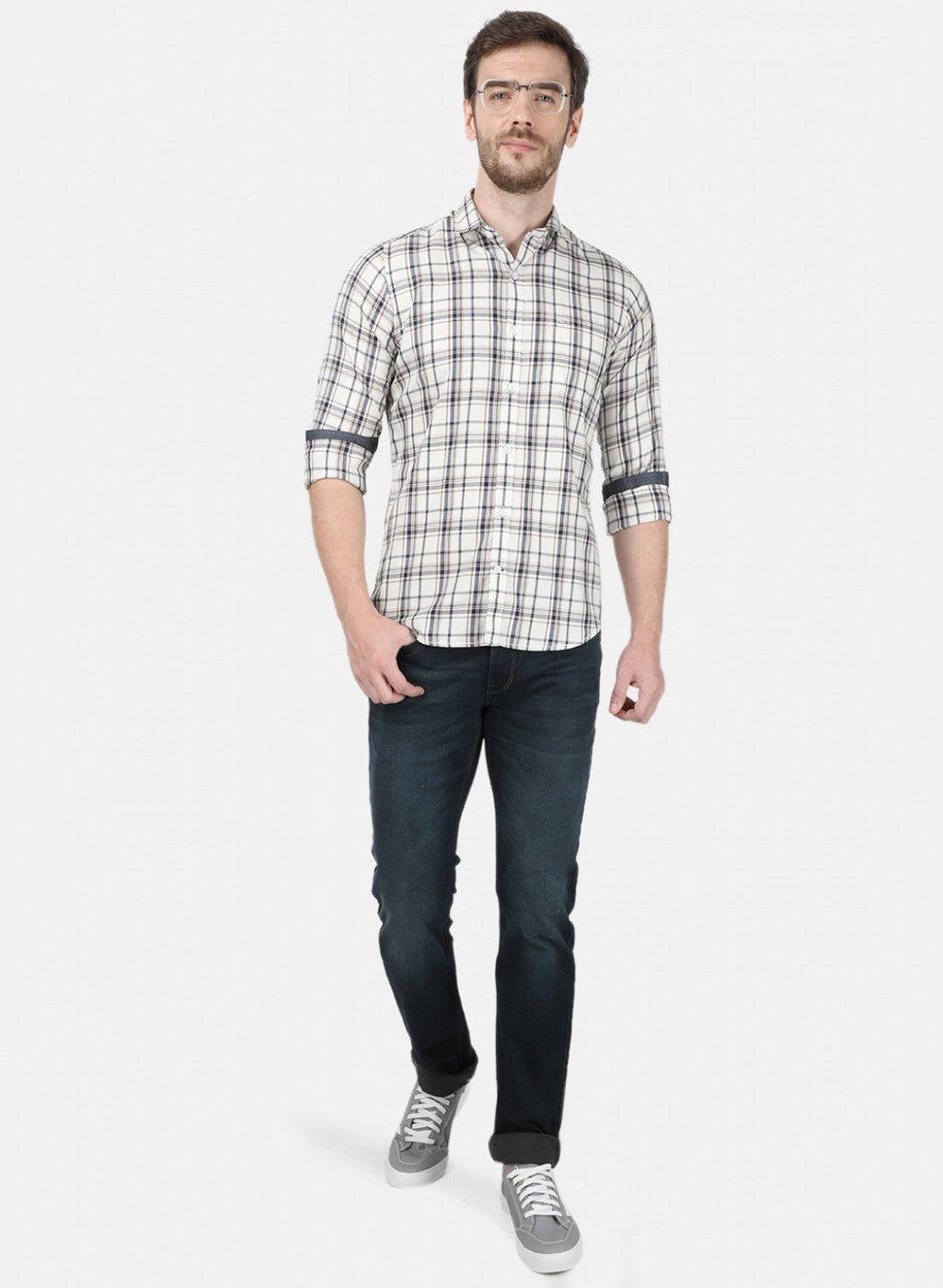 Mens Beige Check Shirt