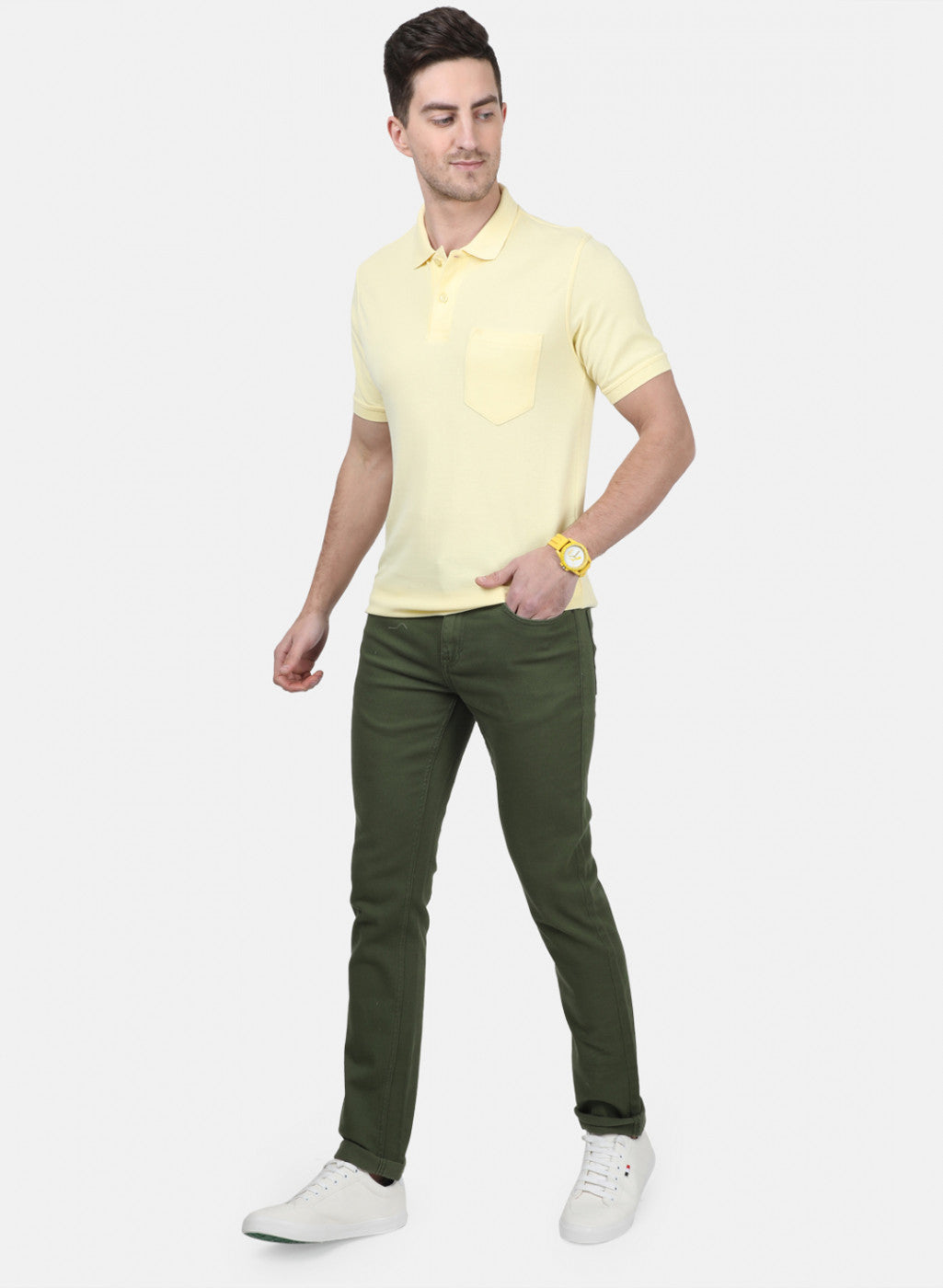 Mens Yellow Plain T-Shirts