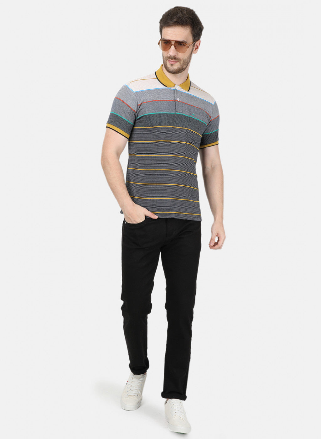 Mens Multi Color Stripe T-Shirt