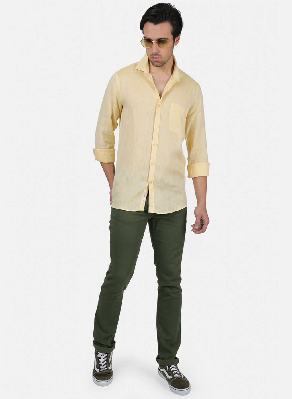 Men Yellow Solid Shirts