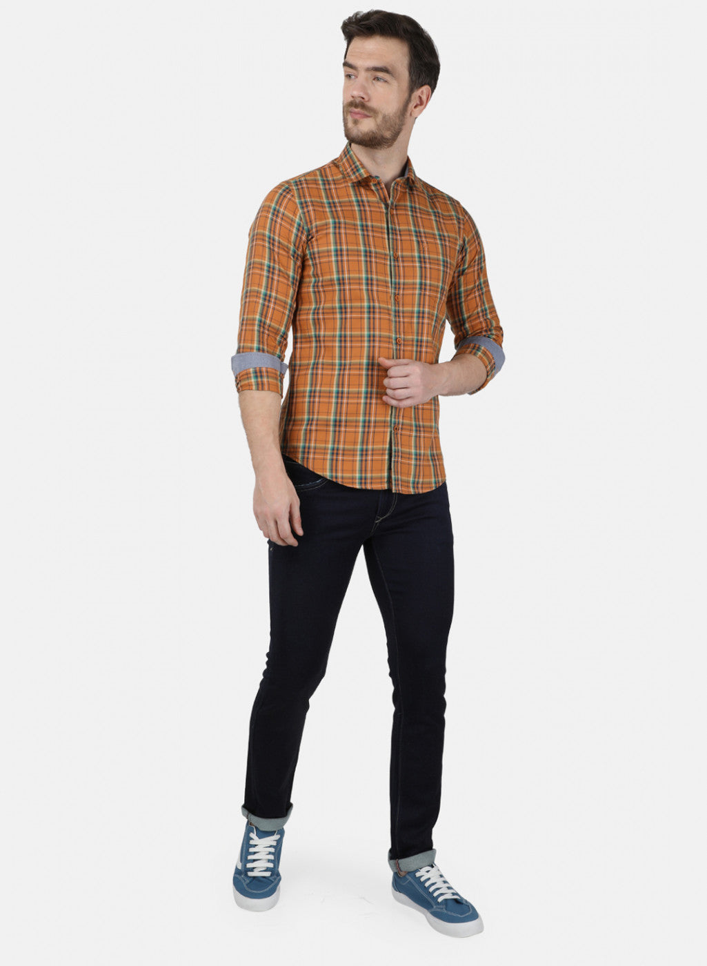 Mens Mustard Check Shirt