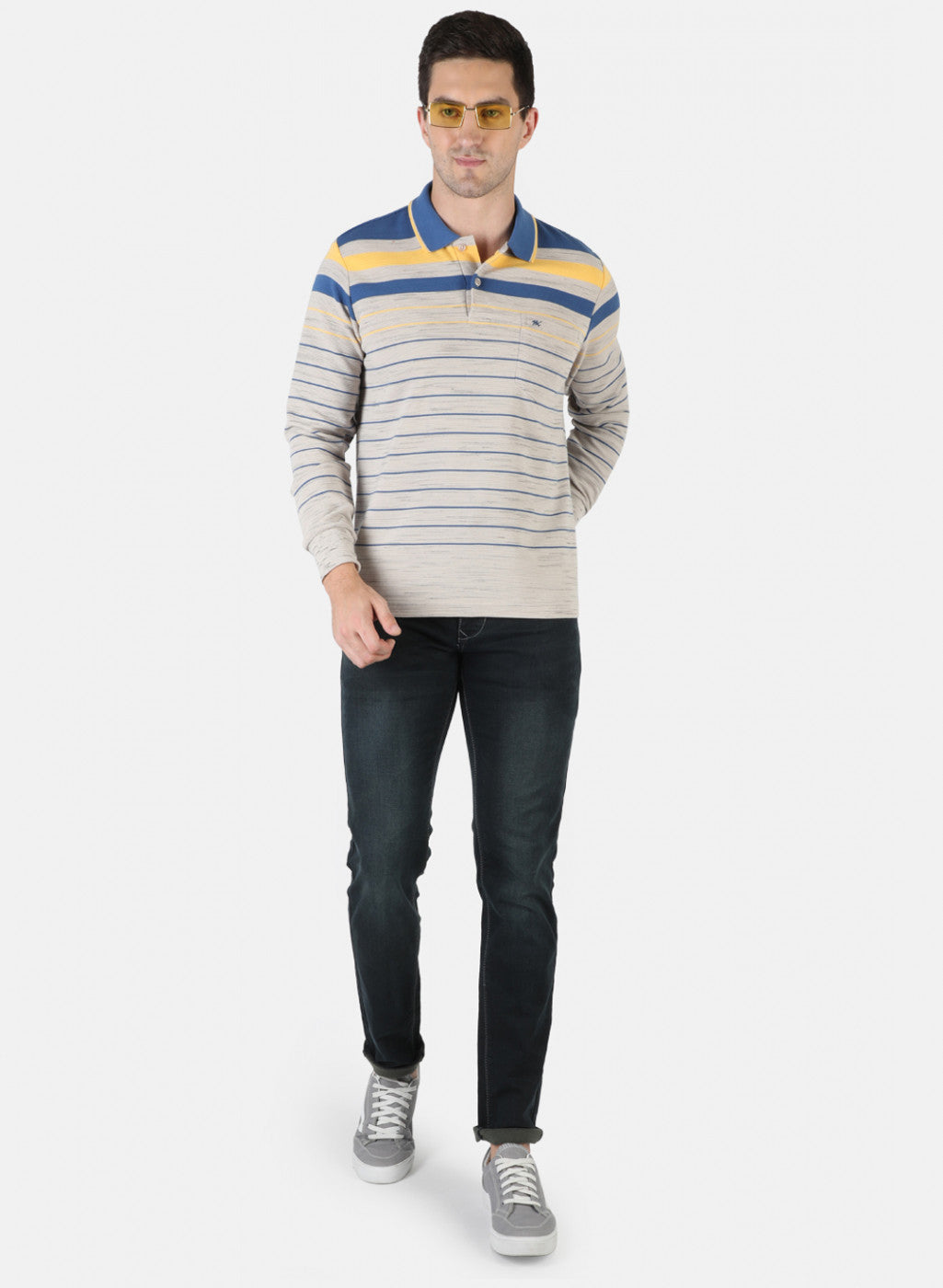 Men Grey Stripe T-Shirt