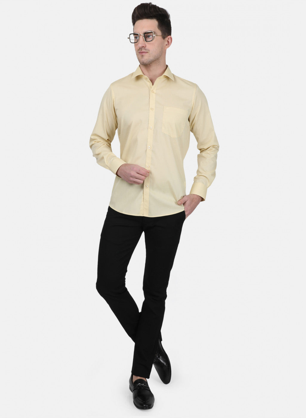 Mens Beige Solid Shirt