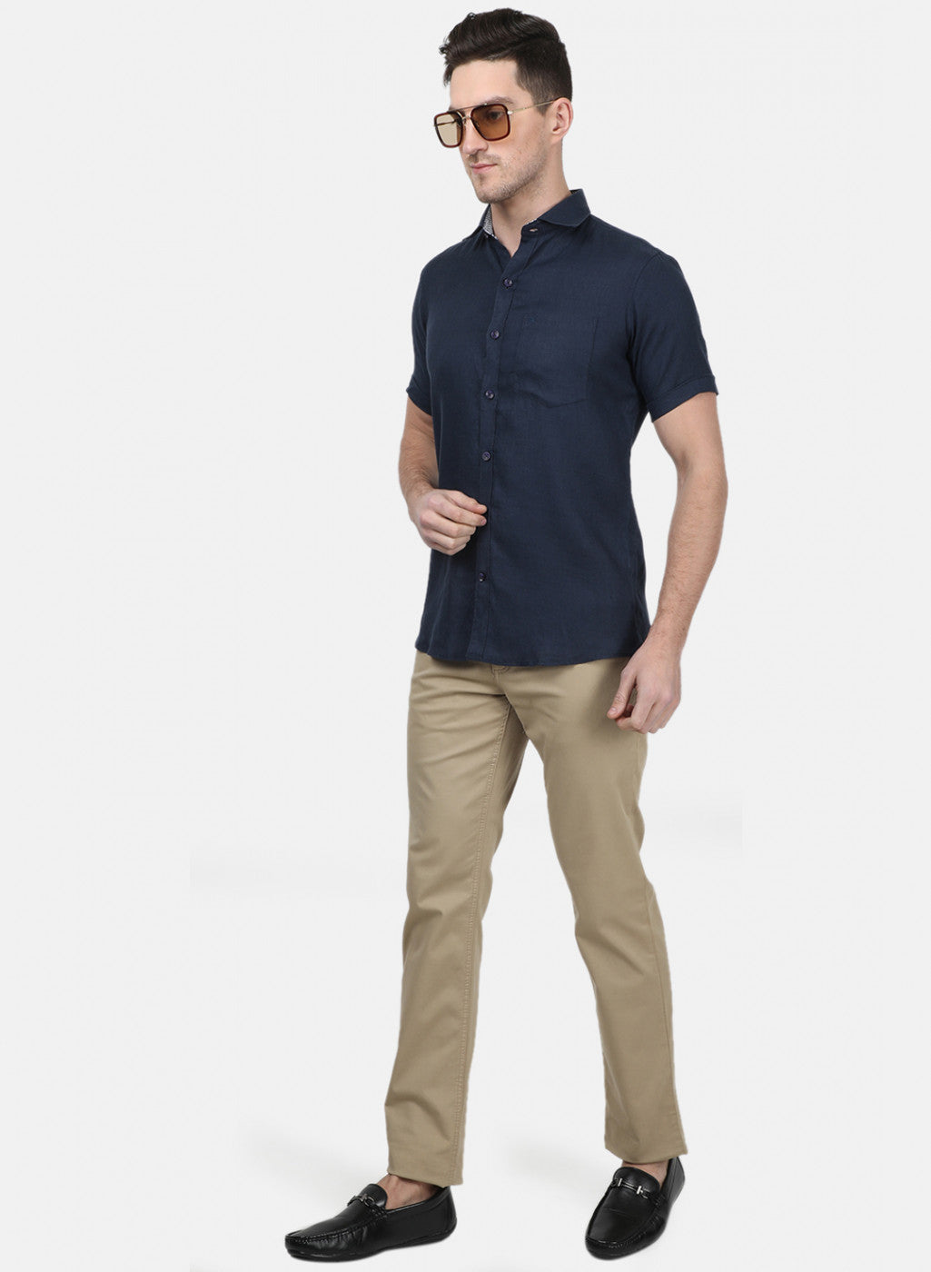 Mens NAvy Blue Solid Shirts